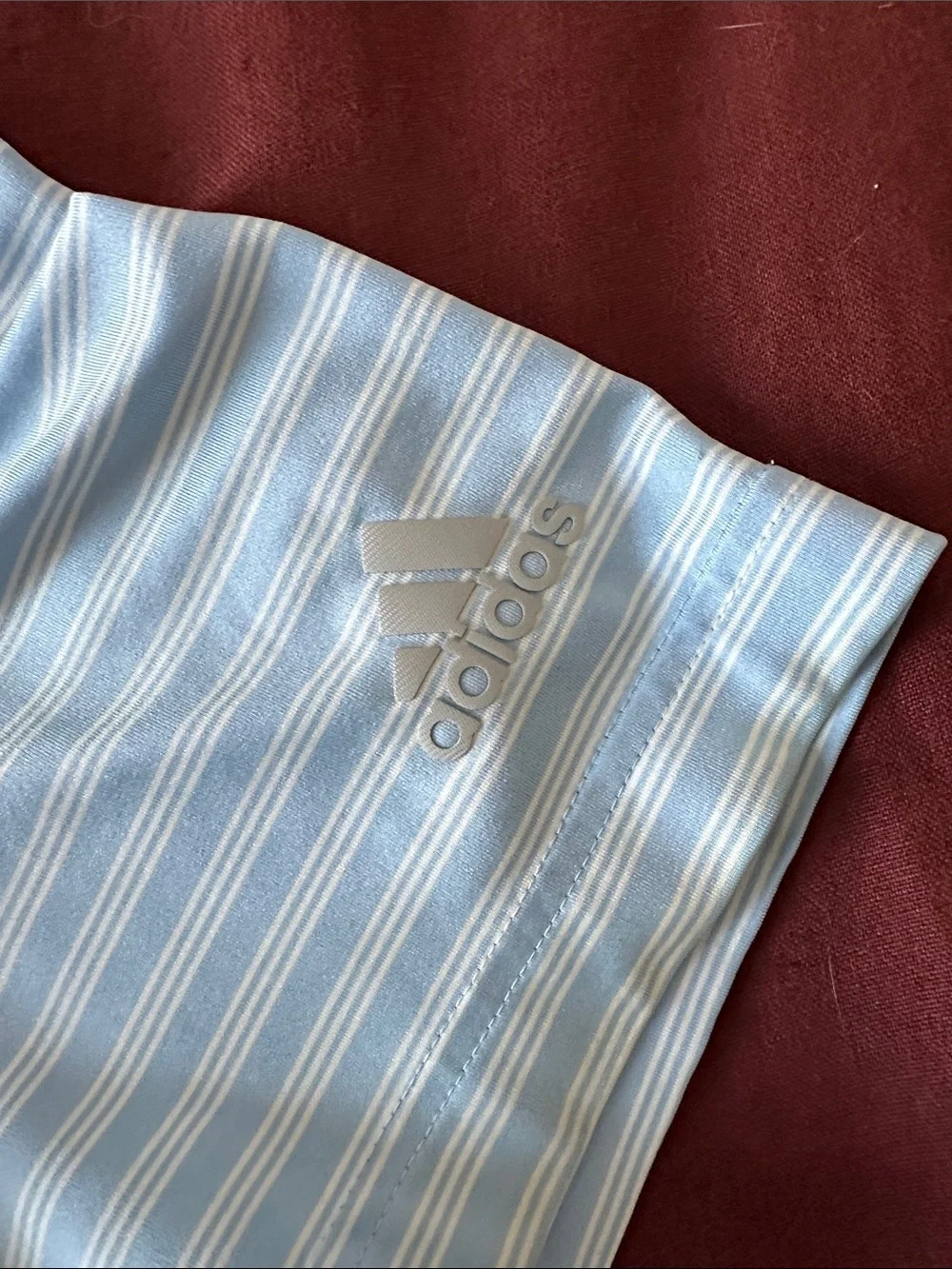 adidas Light Blue & White Striped Polo Shirt